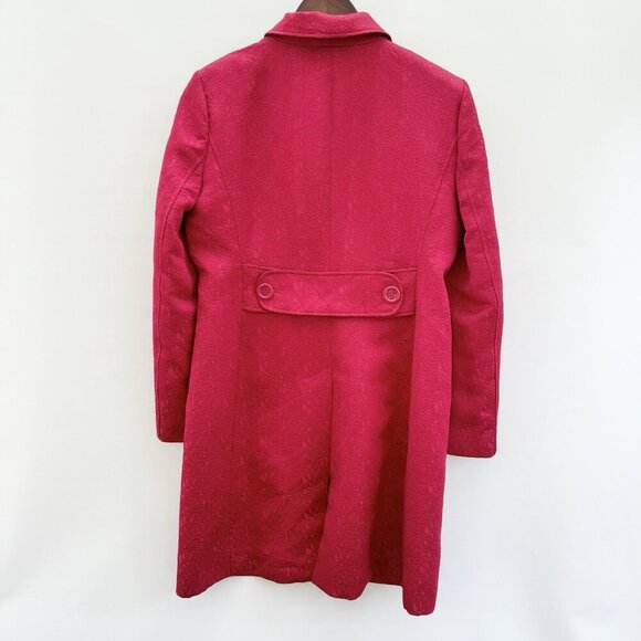 Chapter One Women’s Red Floral Damask Long Overcoat Size 10 - Picture 2 of 16